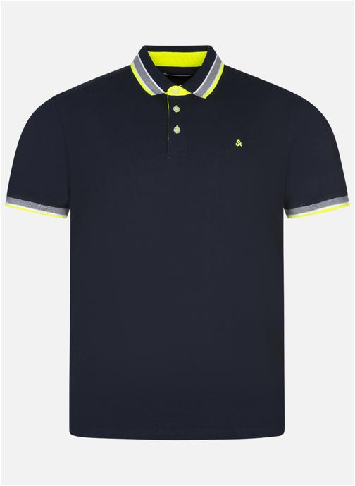 Jack & Jones Plus Polos Polo en coton bleu avec une coupe droite et une fermeture boutonnée homme bleu