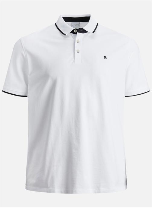 Jack & Jones Plus Polos Polo coton logo PAULOS homme blanc
