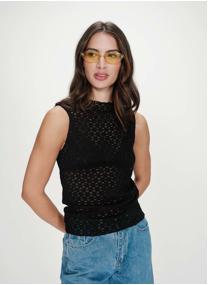 Tops Top en dentelle ajusté col rond sans manches noir Vintie femme noir