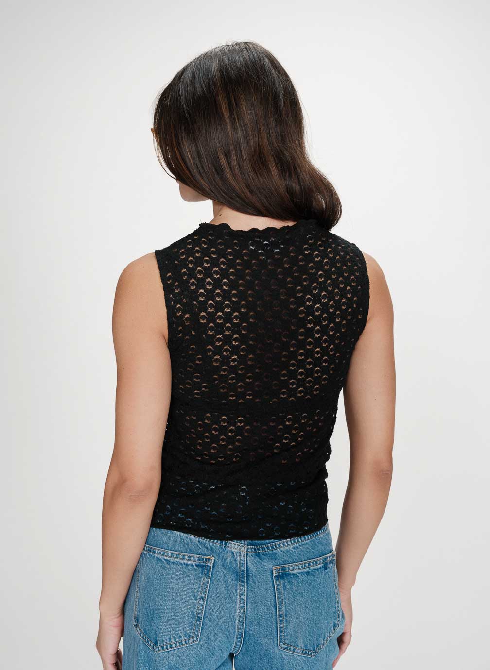 Tops Top en dentelle ajusté col rond sans manches noir Vintie femme noir Grace & Mila Tops Top en dentelle ajusté col rond sans manches noir Vintie femme noir Noir