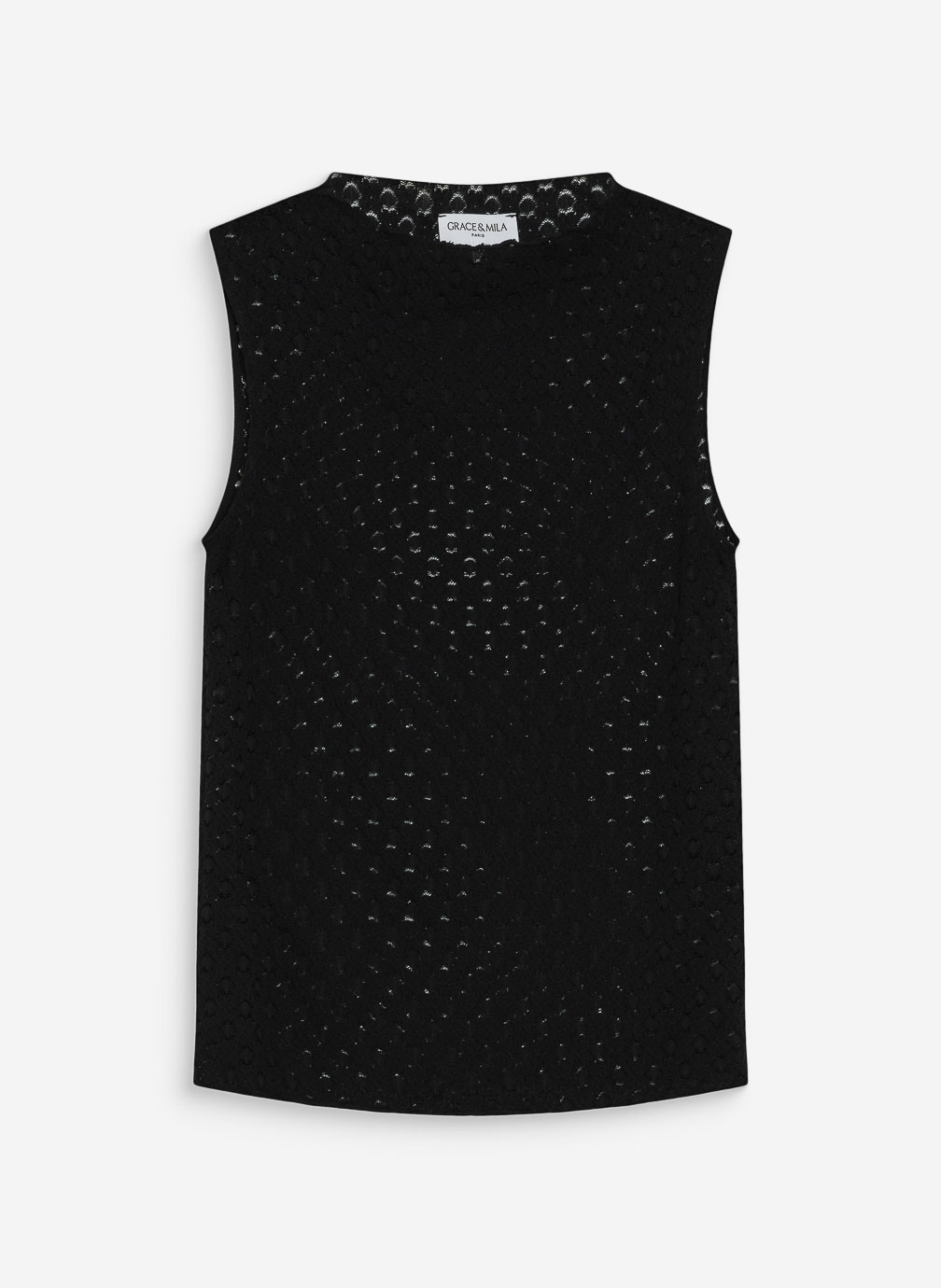 Tops Top en dentelle ajusté col rond sans manches noir Vintie femme noir Grace & Mila Tops Top en dentelle ajusté col rond sans manches noir Vintie femme noir Noir