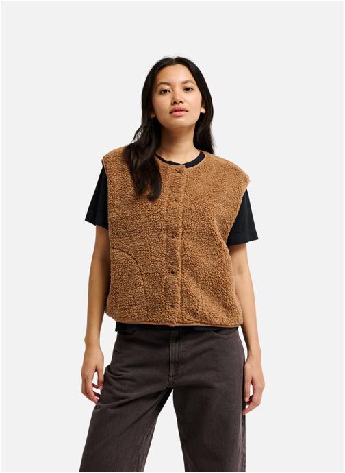 Quiksilver Vestes sans manches Gilet Sherpa sans manches CROPPED femme marron