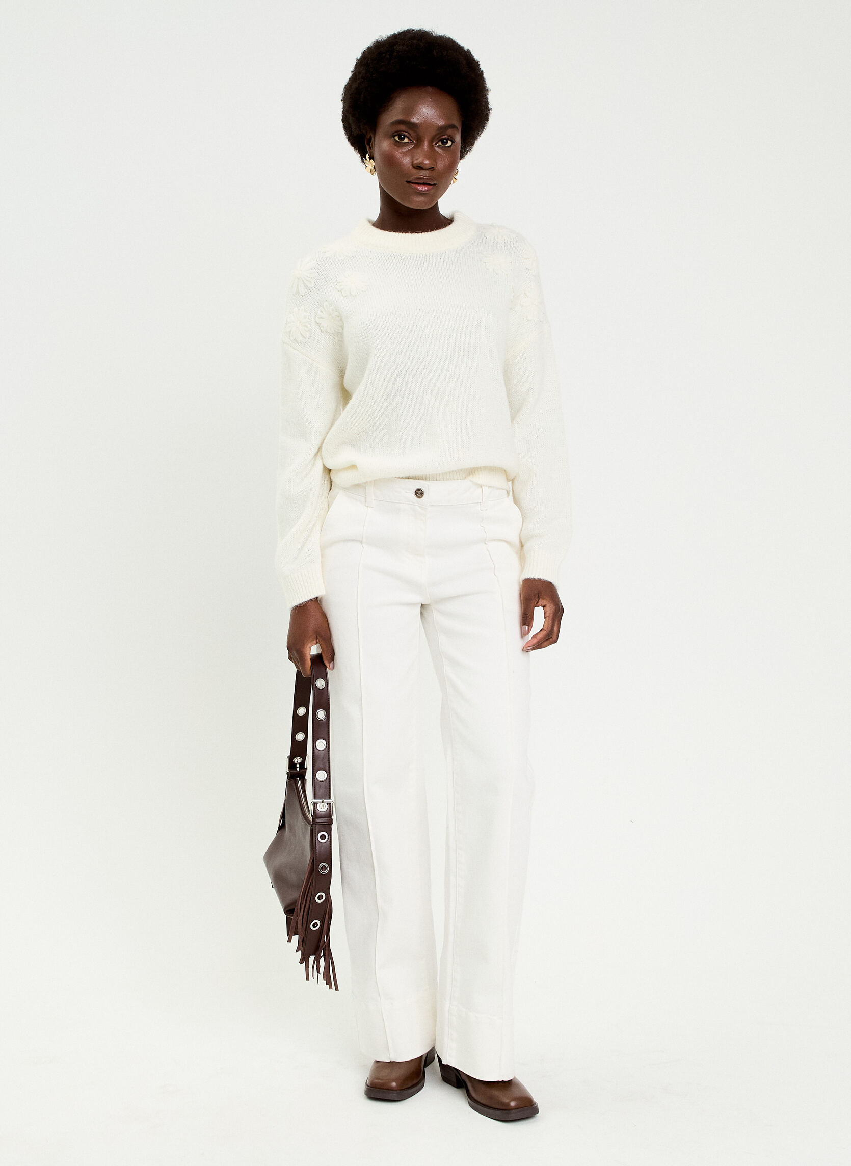 Pulls FLEURBROTRIP femme blanc Cache Cache Pulls FLEURBROTRIP femme blanc Blanc