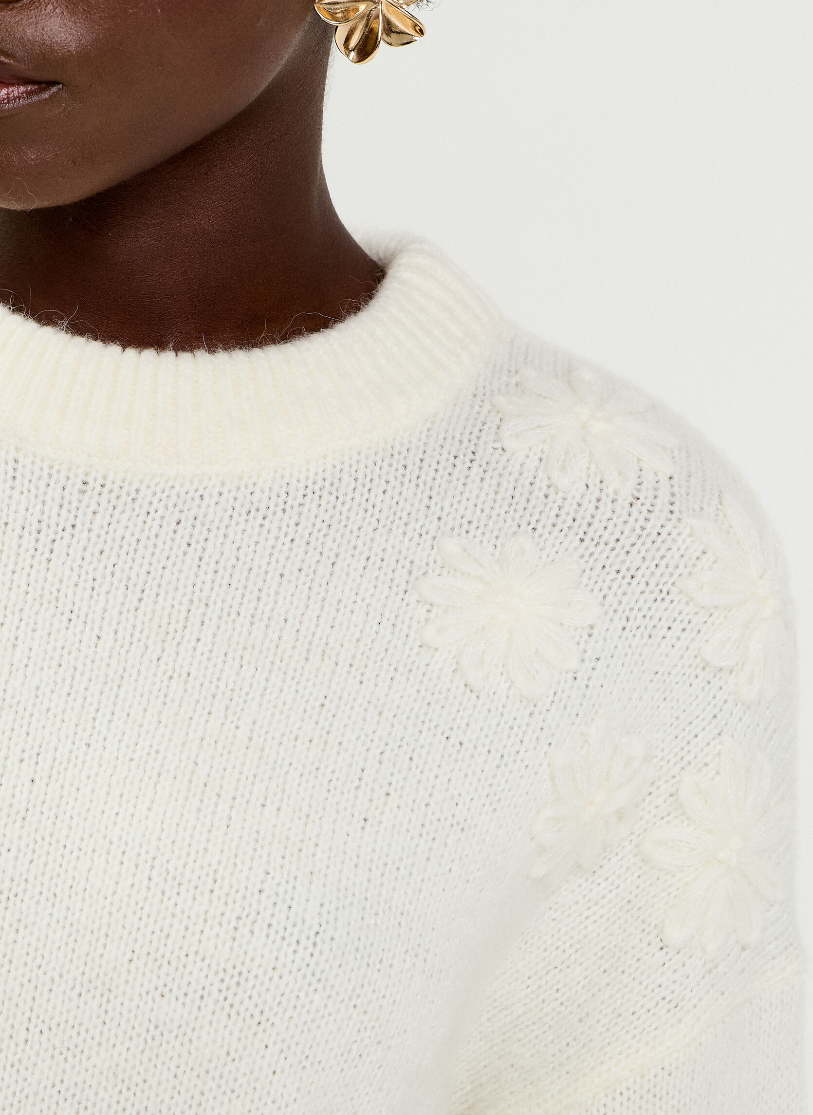 Pulls FLEURBROTRIP femme blanc Cache Cache Pulls FLEURBROTRIP femme blanc Blanc