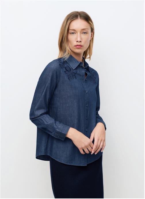 Caroll Chemises 261C-BRENDABRODERIE femme bleu