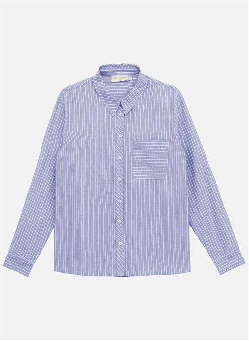 La Petite Etoile Chemises Chemise - CECILE - 20-bleu/Ecru femme bleu