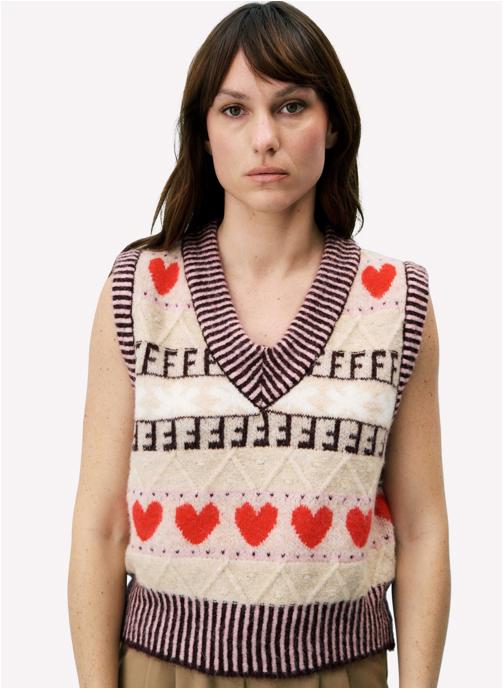 FRNCH Gilets RHUBARBE femme beige
