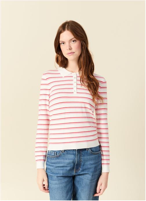 Bonobo Pulls POLOSTRIPEF femme blanc