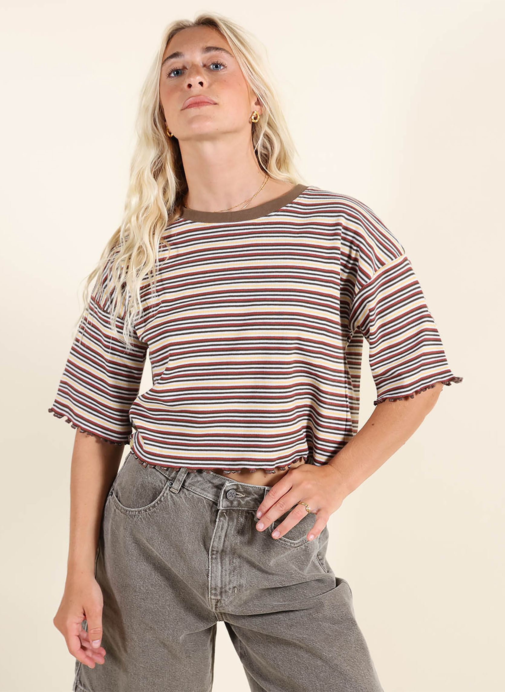 Tee-shirts BISTRIPES femme marron Oxbow Tee-shirts BISTRIPES femme marron Marron