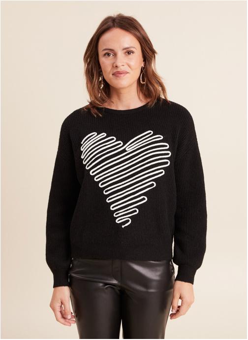 Bréal Pulls MICOEURLINE femme noir