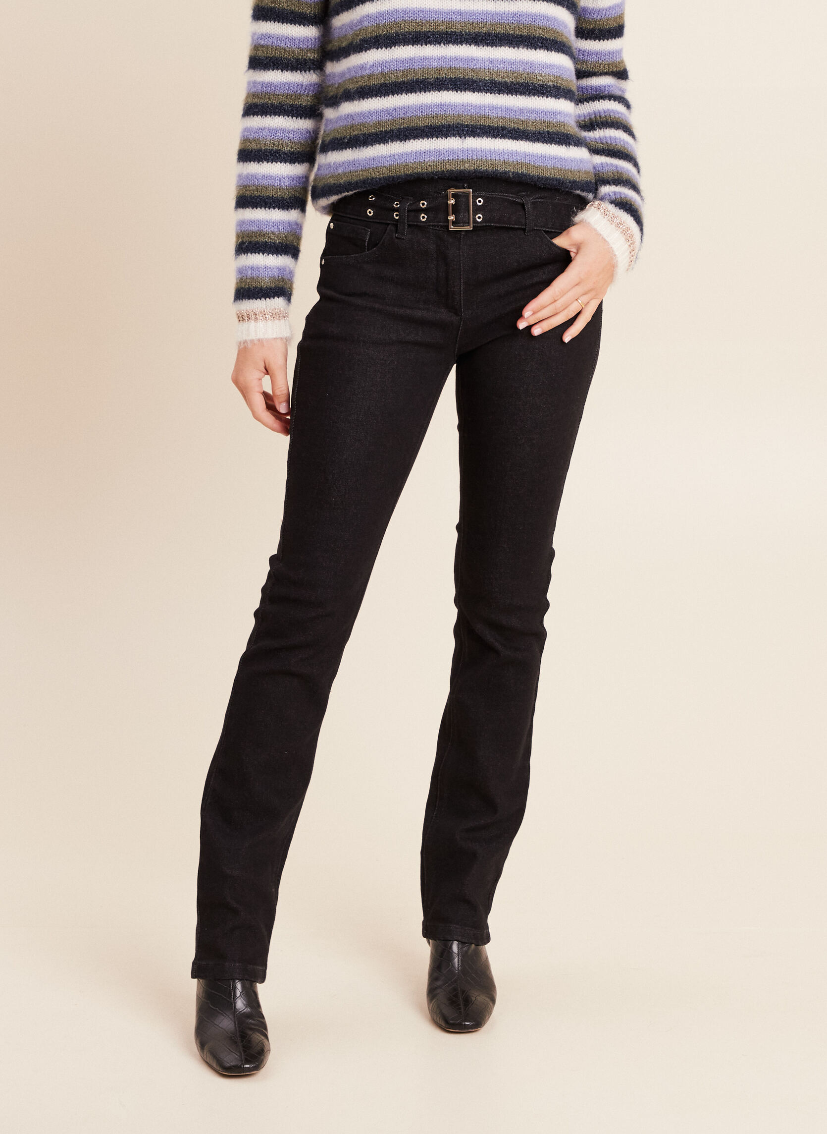 Jeans droit PECEINTURA femme noir Bréal Jeans droit PECEINTURA femme noir Noir