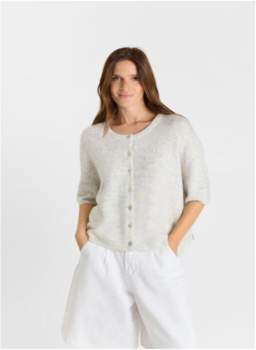Le temps des cerises Gilets Cardigan MAGNUS Grey femme gris