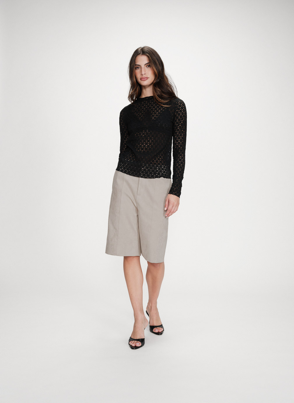 Tops Top en dentelle transparent manches longues noir Valmy femme noir Grace & Mila Tops Top en dentelle transparent manches longues noir Valmy femme noir Noir