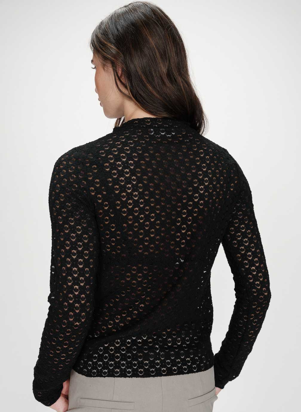 Tops Top en dentelle transparent manches longues noir Valmy femme noir Grace & Mila Tops Top en dentelle transparent manches longues noir Valmy femme noir Noir