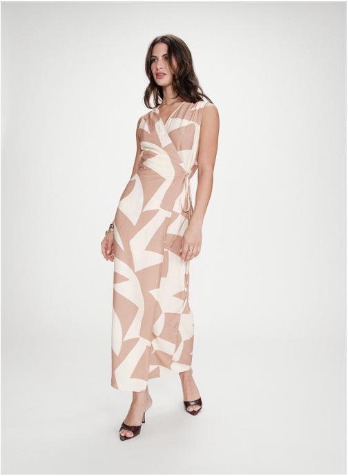 Grace & Mila Robes Robe portefeuille imprimé géométrique mocha Velline femme marron