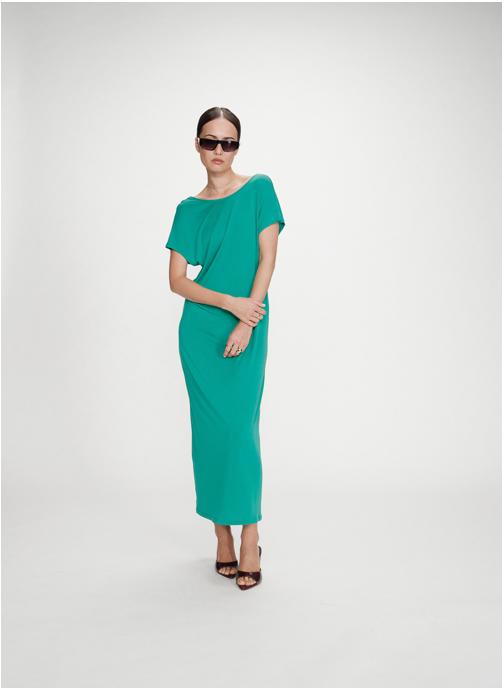 Grace & Mila Robes Robe longue légère en modal manches courtes vert Peace femme vert