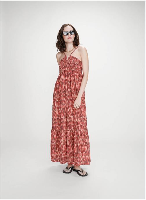 Grace & Mila Robes Robe longue bustier évasée imprimée sanguine Venicia femme rouge