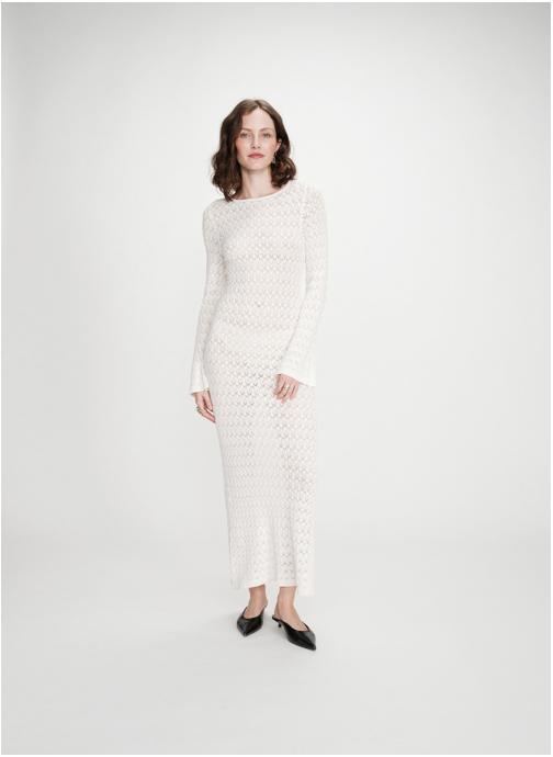 Grace & Mila Robes Robe longue en maille ajustée ecru Verdad femme beige