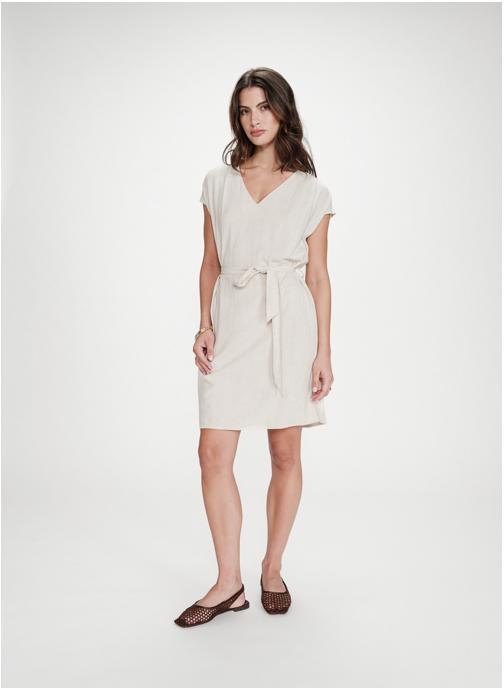Grace & Mila Robes Robe courte fluide col V manches courtes sable Marilou femme beige