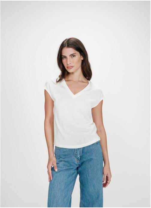 Grace & Mila Tops Top col V manches courtes en lurex ivoire Valsons femme beige