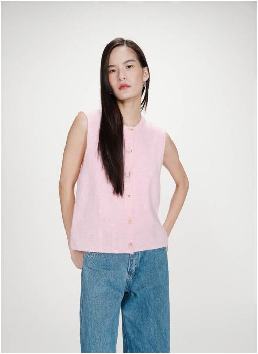 Grace & Mila Gilets Cardigan en maille texturée sans manches rose Vollando femme rose