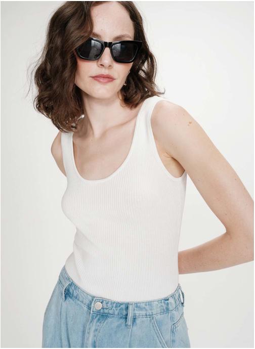 Grace & Mila Tops Body ajusté en maille fine à bretelles ivoire Velmondo femme beige