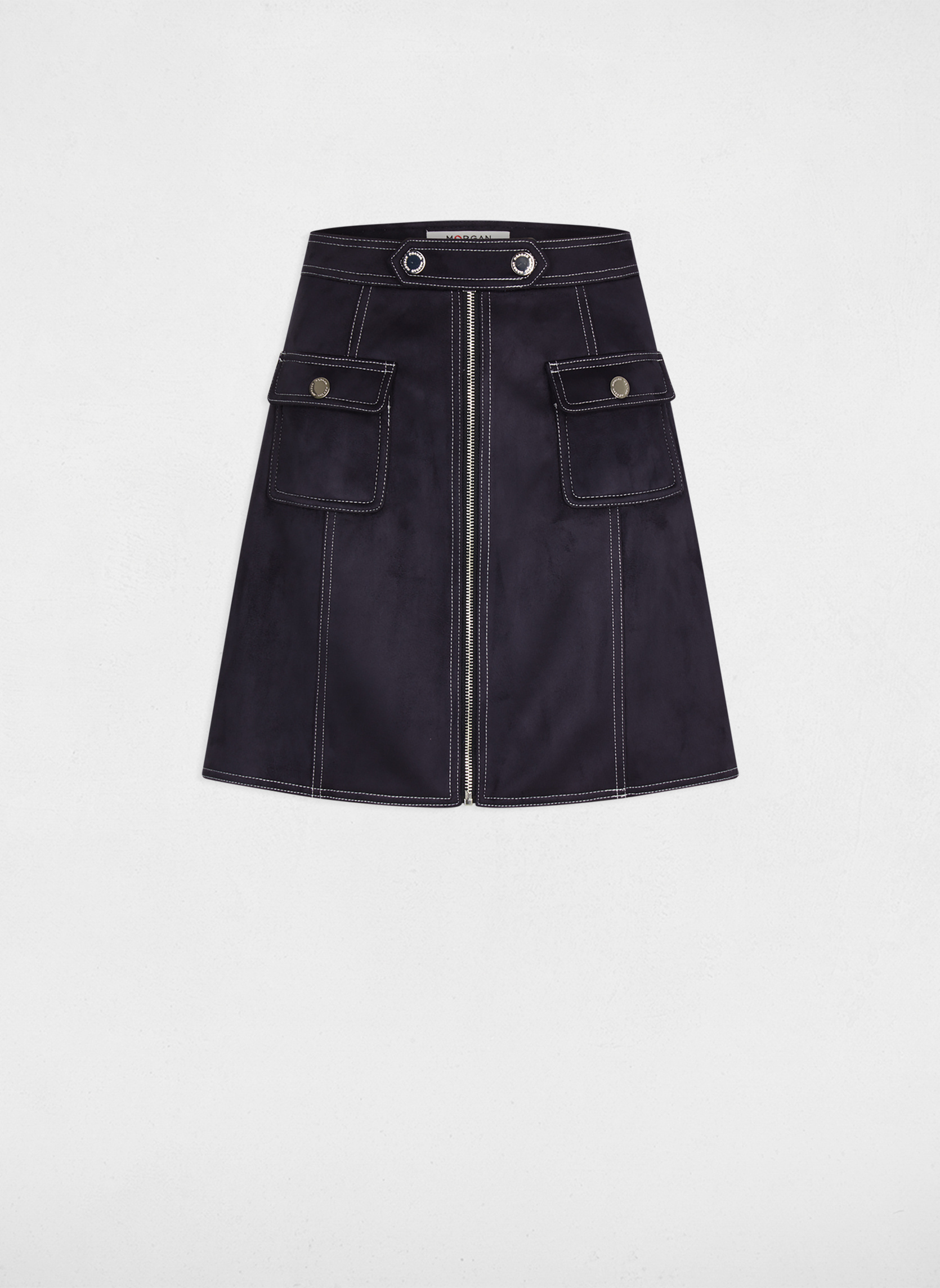 Jupes mi-longues 261-JTRAST femme bleu Morgan Jupes mi-longues 261-JTRAST femme bleu Bleu marine
