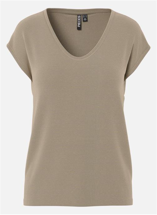 Pieces Tee-shirts T-shirt droit - 17078572 femme marron