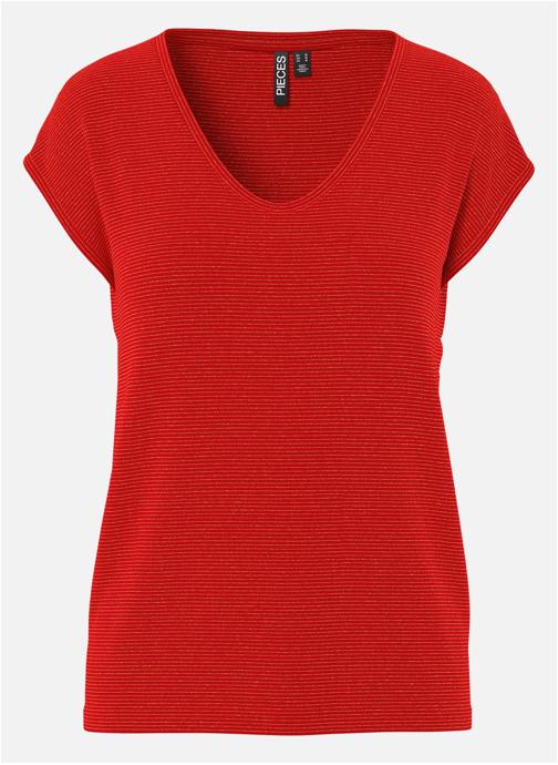 Pieces Tee-shirts T-shirt droit - 17078572 femme rouge