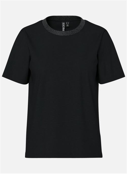 Pieces Tee-shirts T-shirt coton biologique droit - 17164946 femme noir