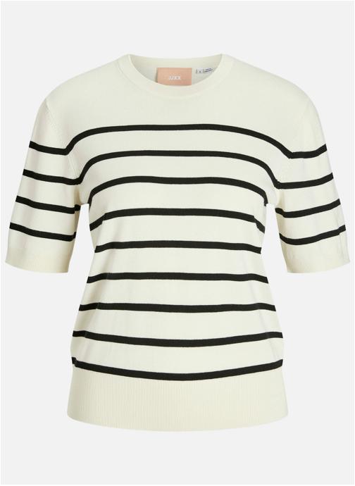 JJXX Pulls Pull à rayures col col rond femme blanc