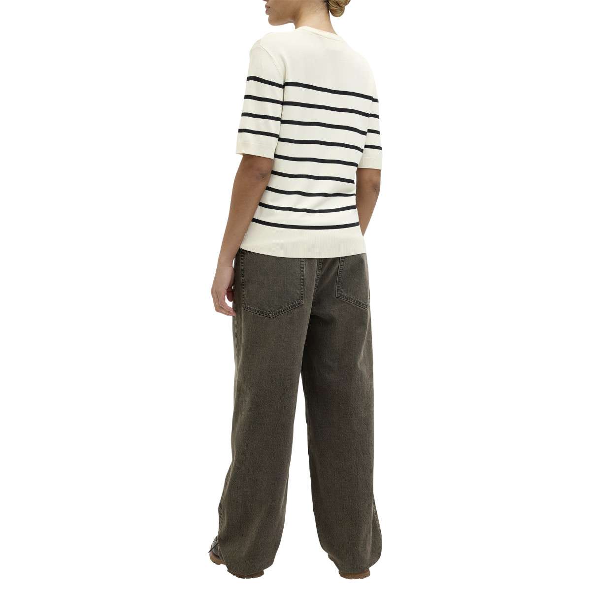 Pulls Pull à rayures col col rond - 12254368 femme blanc JJXX Pulls Pull à rayures col col rond - 12254368 femme blanc Blanc