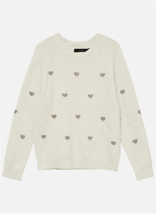 Vero Moda Pulls Pull à motifs col col rond ajustée - 10330790 femme beige