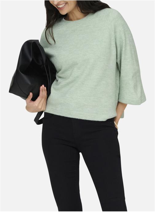 ONLY Pulls Pull col col rond droit - 15333199 femme vert