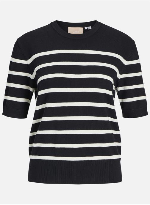 JJXX Pulls Pull à rayures col col rond femme noir