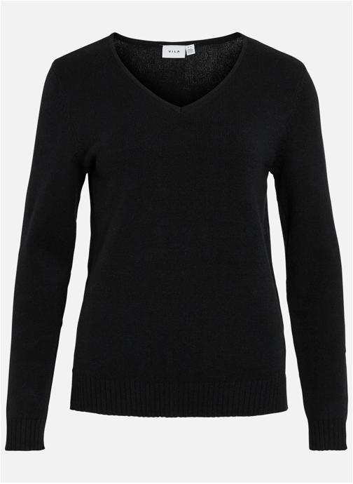 Vila Pulls Pull col v droit - 14042769 femme noir