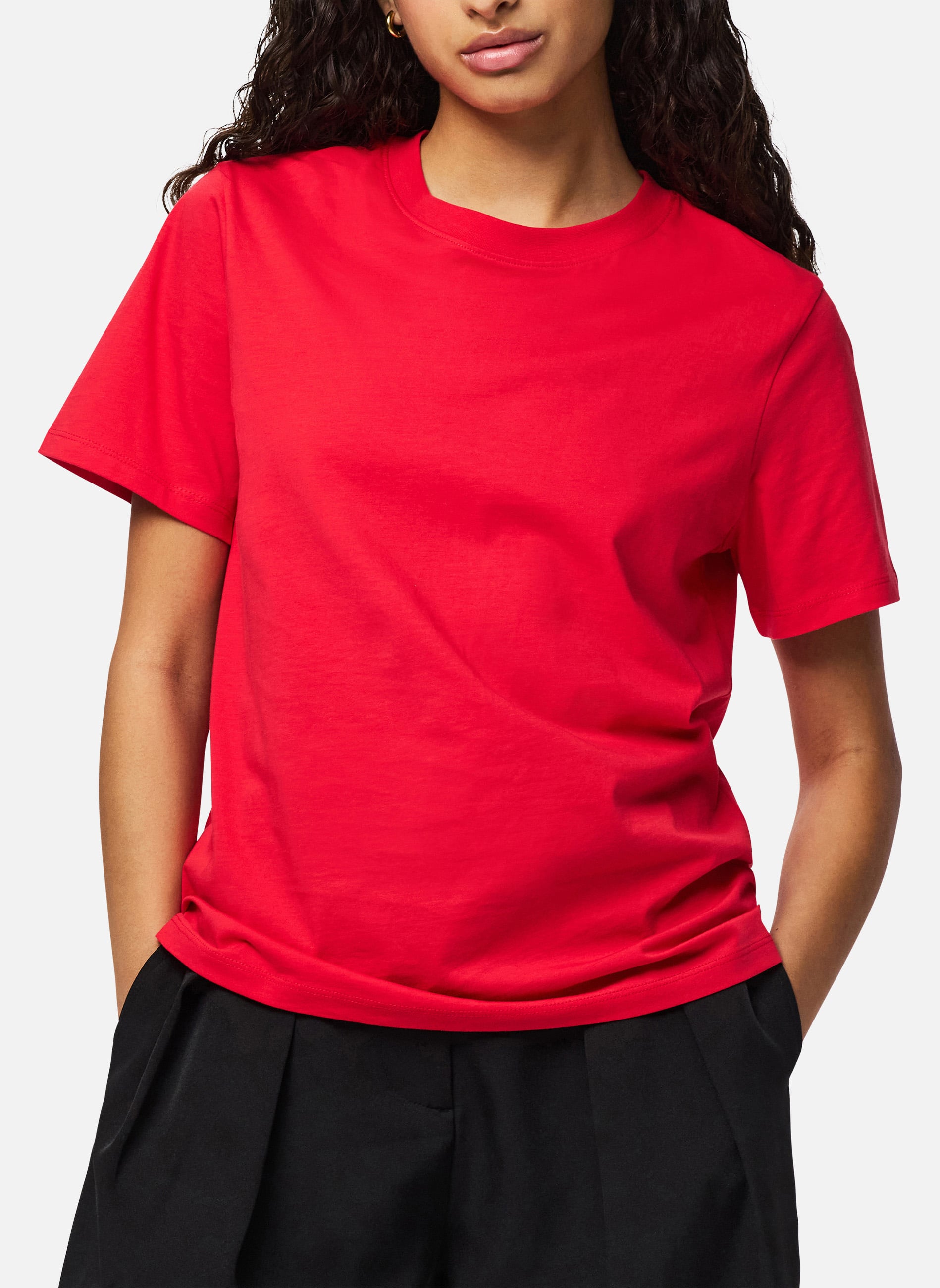 Tee-shirts T-shirt coton biologique droit - 17140802 femme rouge Pieces Tee-shirts T-shirt coton biologique droit - 17140802 femme rouge Rouge