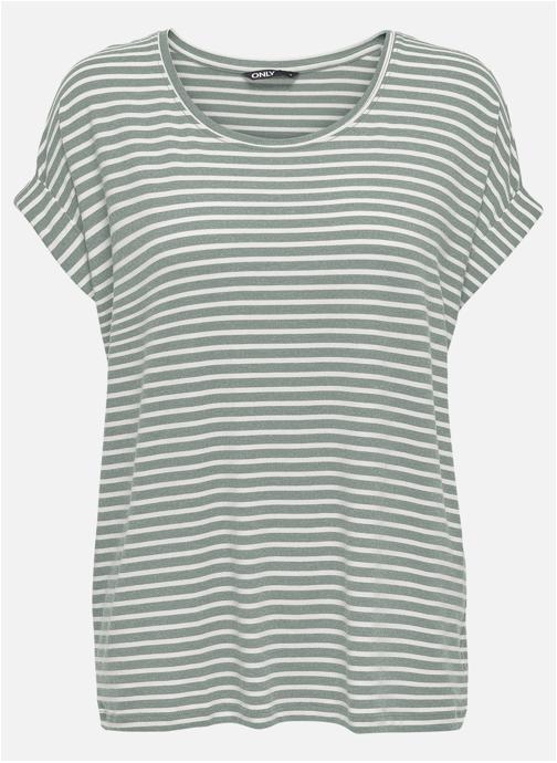 ONLY CARMAKOMA Tee-shirts T-shirt coton mélangé à rayures droit - 15368662 femme vert