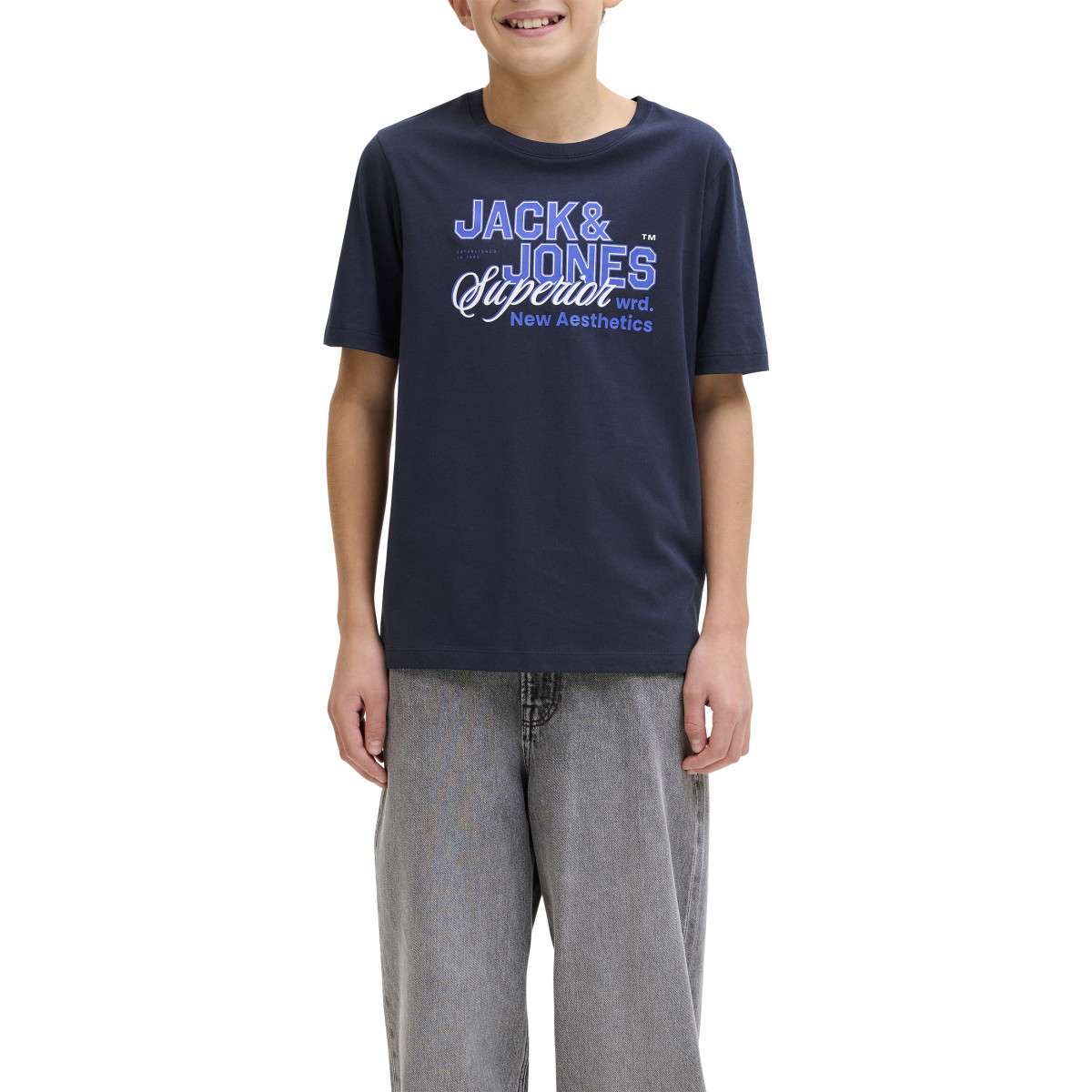 Tee-shirts T-shirt coton biologique - 12289236 garçon bleu Jack & Jones Tee-shirts T-shirt coton biologique - 12289236 garçon bleu Bleu