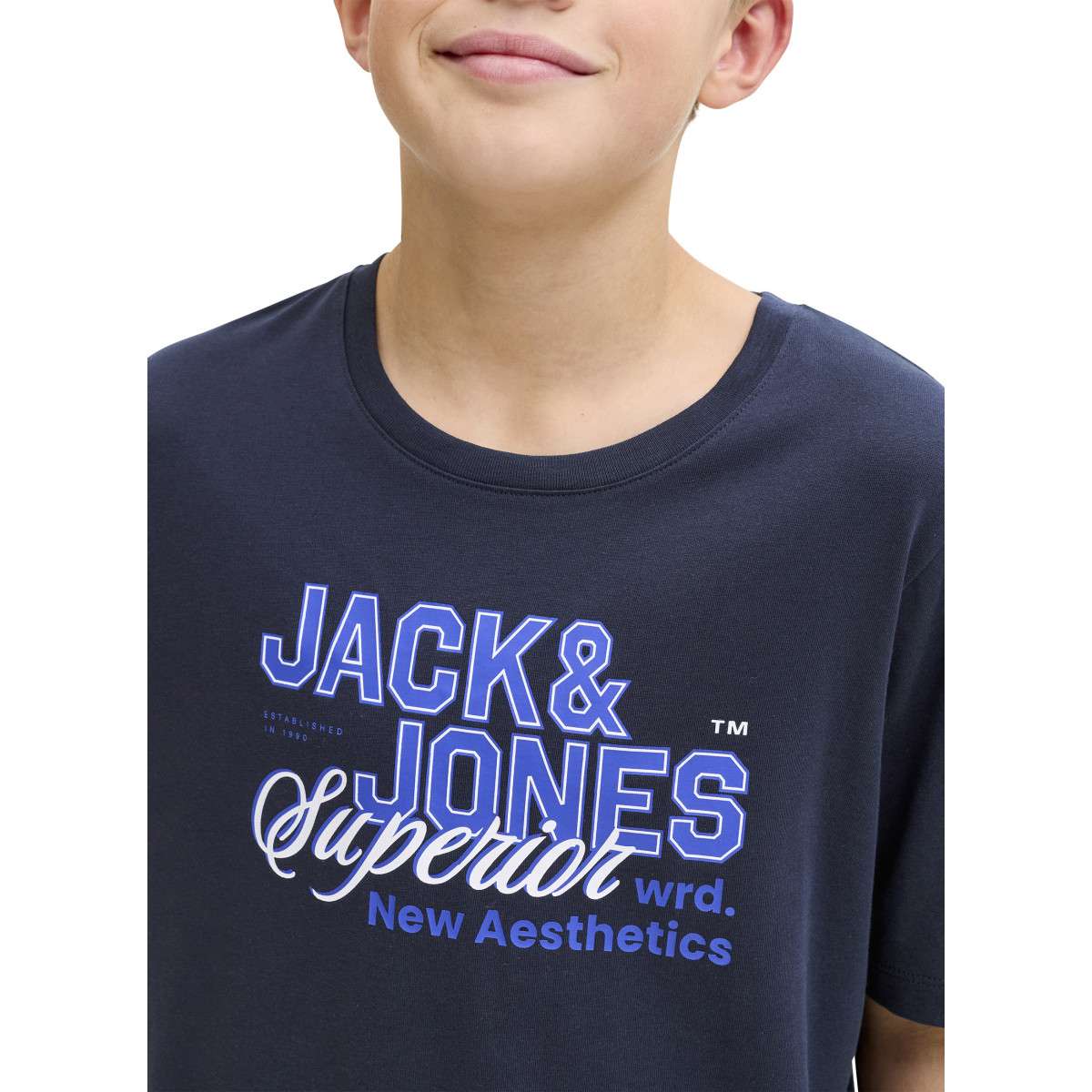 Tee-shirts T-shirt coton biologique - 12289236 garçon bleu Jack & Jones Tee-shirts T-shirt coton biologique - 12289236 garçon bleu Bleu
