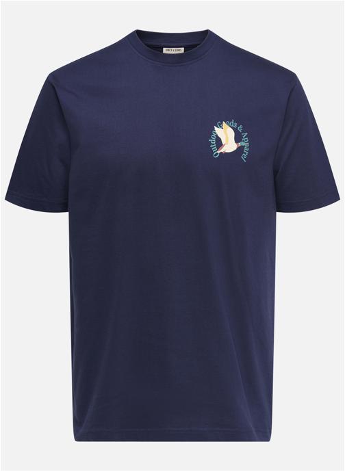 Only & Sons Tee-shirts T-shirt coton biologique droit ONSBEC LIFE DUCK RLX SS TEE - 22037617 homme bleu