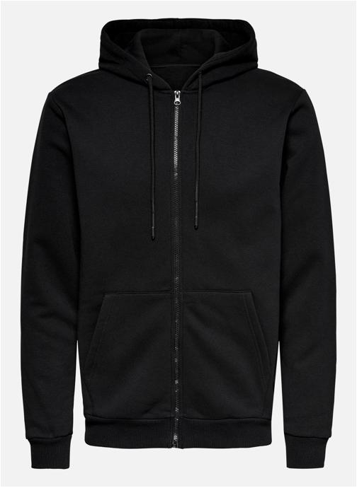Only & Sons Sweats à capuche Sweat coton mélangé col à capuche droit ONSCERES ZIP THR. HOODIE SWEAT NOOS - 22018684 homme noir