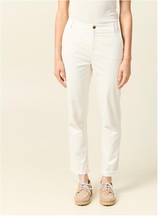 Bonobo Pantalons droit VELOUCHINO#F femme blanc