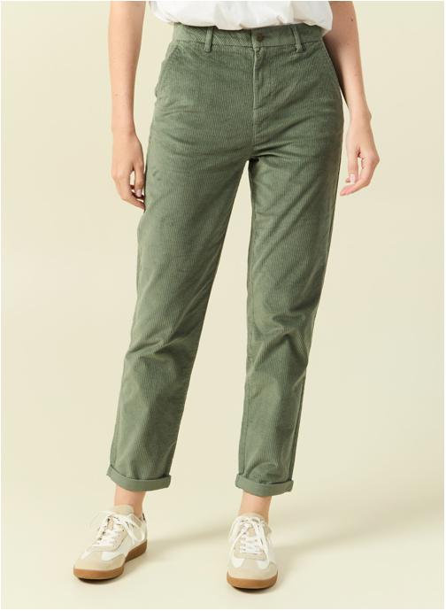 Bonobo Pantalons droit VELOUCHINO#F femme vert