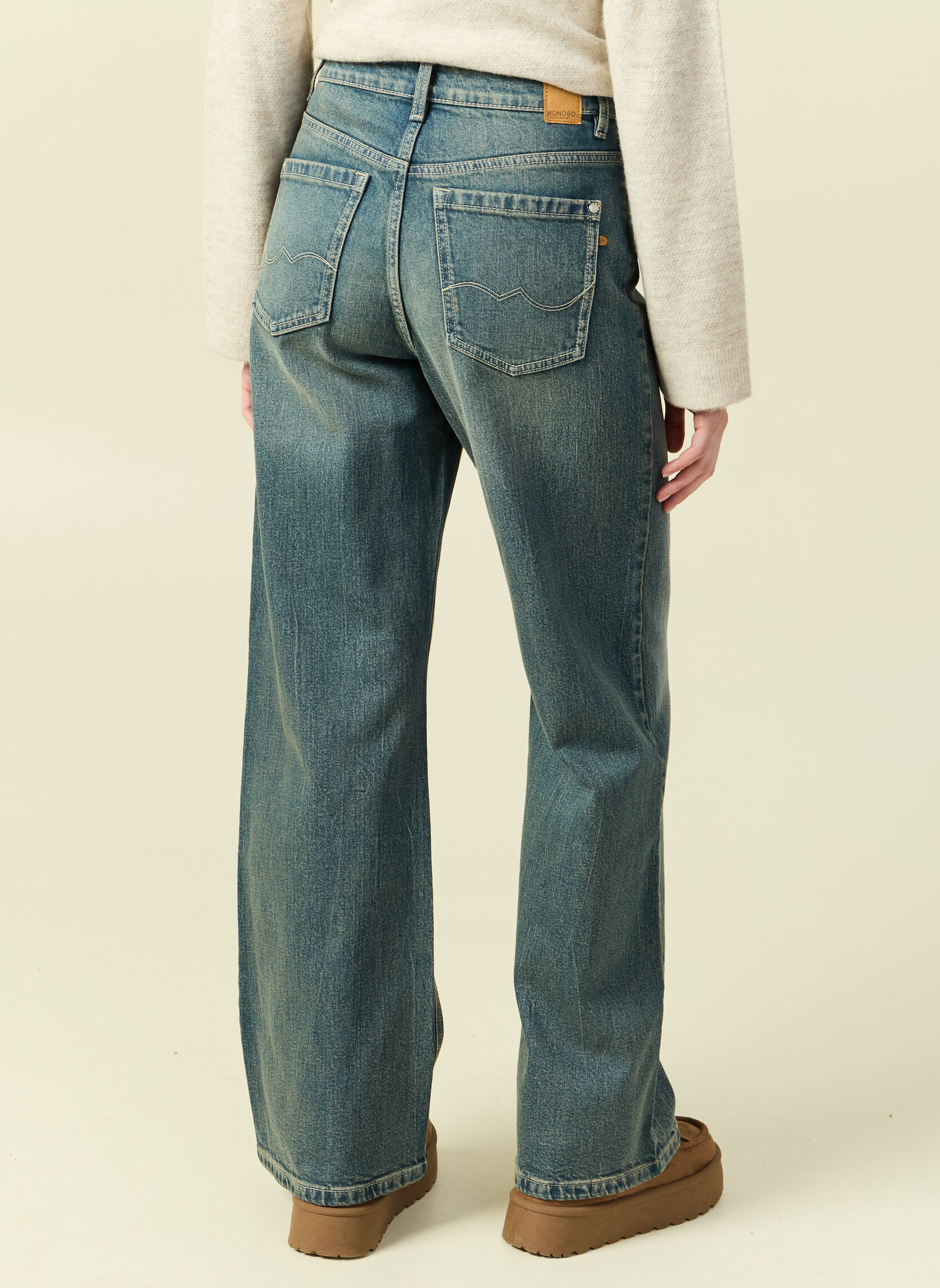 Jeans droit LISBOA#WIDE femme bleu Bonobo Jeans droit LISBOA#WIDE femme bleu Bleu délavé