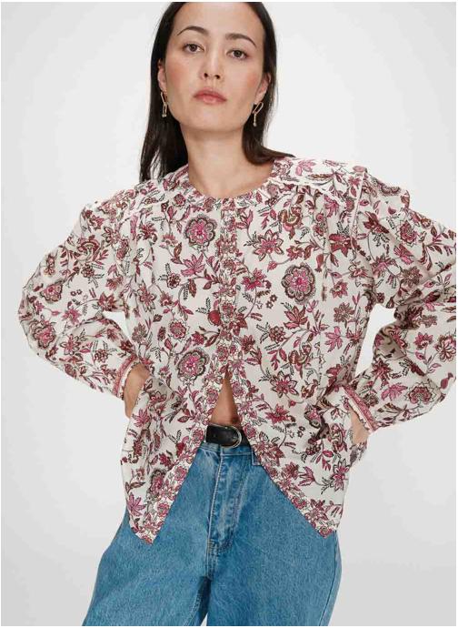 Grace & Mila Tops Blouse romantique en coton à motifs fleur Valencia femme multicolore