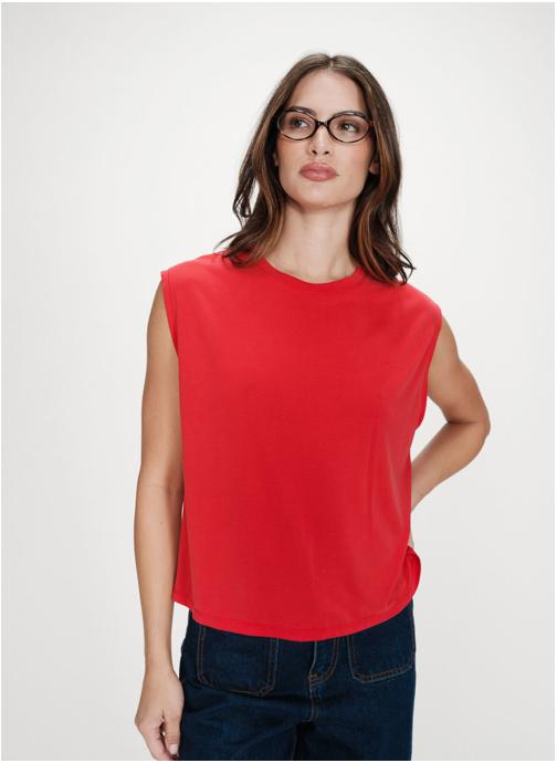 Grace & Mila Tops T-shirt large sans manches en modal fuchsia Rimbaud femme rouge