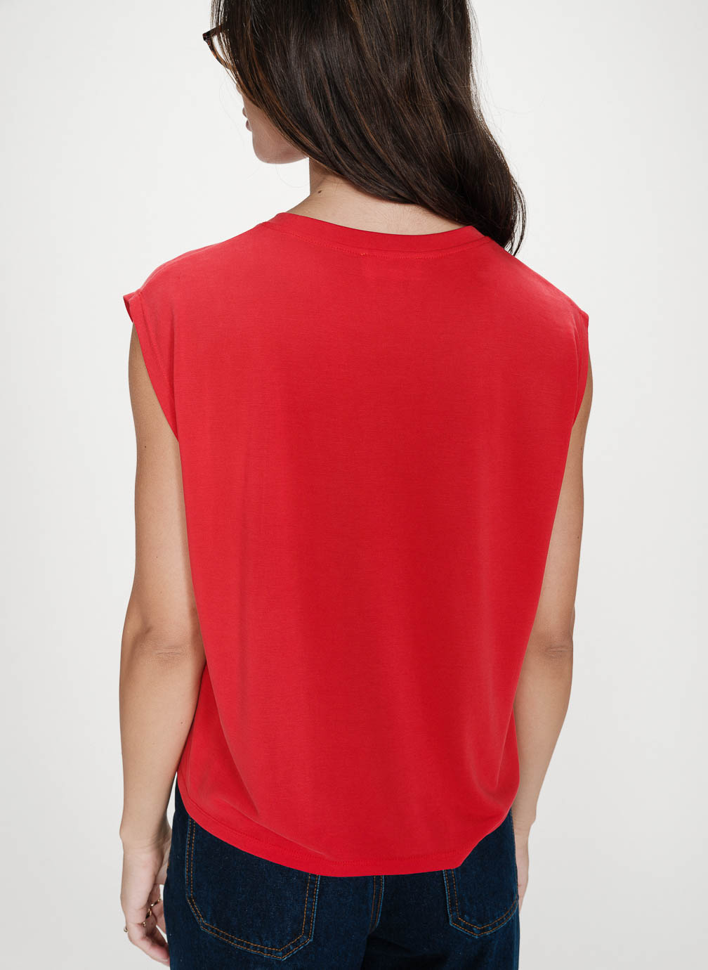 Tops T-shirt large sans manches en modal fuchsia Rimbaud femme rouge Grace & Mila Tops T-shirt large sans manches en modal fuchsia Rimbaud femme rouge Rouge