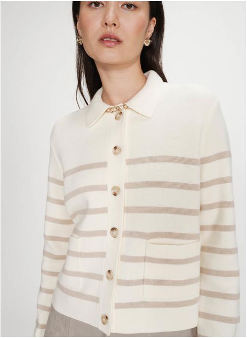 Grace & Mila Tops Cardigan boutonné à col chemise avec poches ecru Maelys femme beige