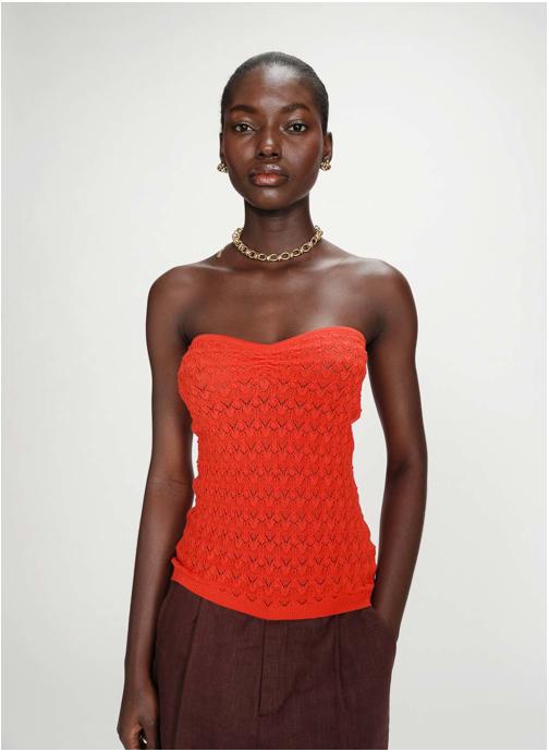Grace & Mila Tops Top bustier cœur en maille près du corps sanguine Valazzio femme rouge